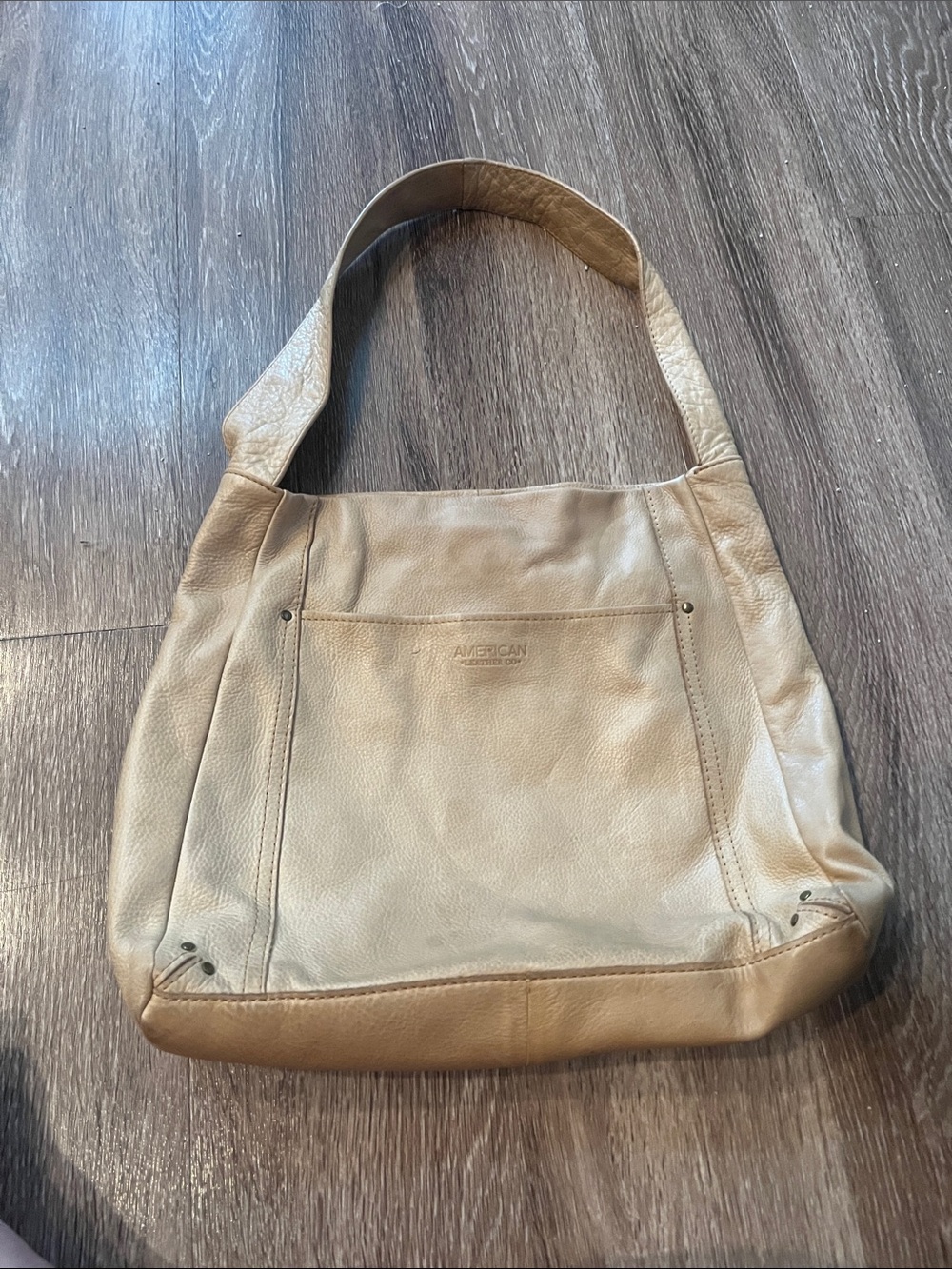 American Leather Co Cream/Tan Leather Shoulder Bag